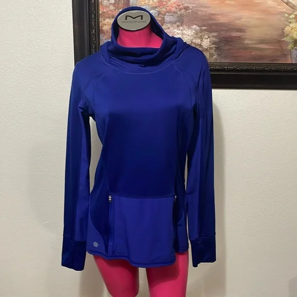 Athleta Plush Tech Hoodie 3.0 SAPPHIRE BLUE #721643 Size Medium Tall MT - Picture 2 of 14